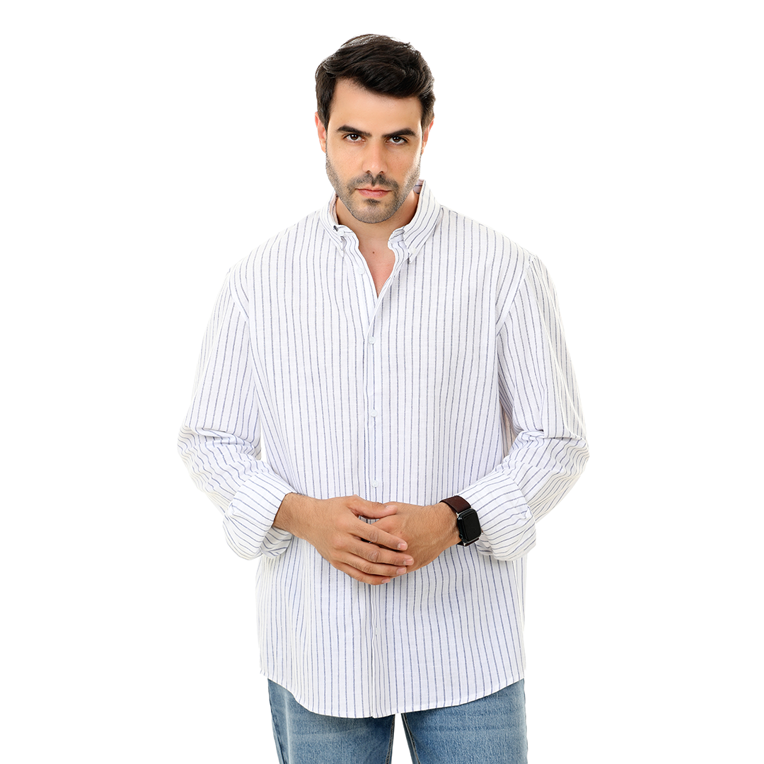 Regular Fit Stripped Linen Shirt