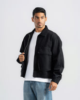 Denim Jacket with Zipper and Two Pockets