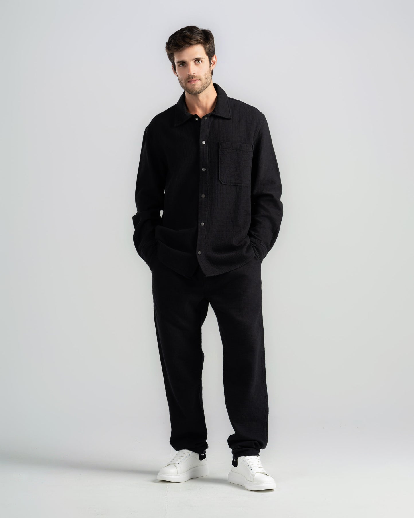 TEXTURED CHECK TROUSERS