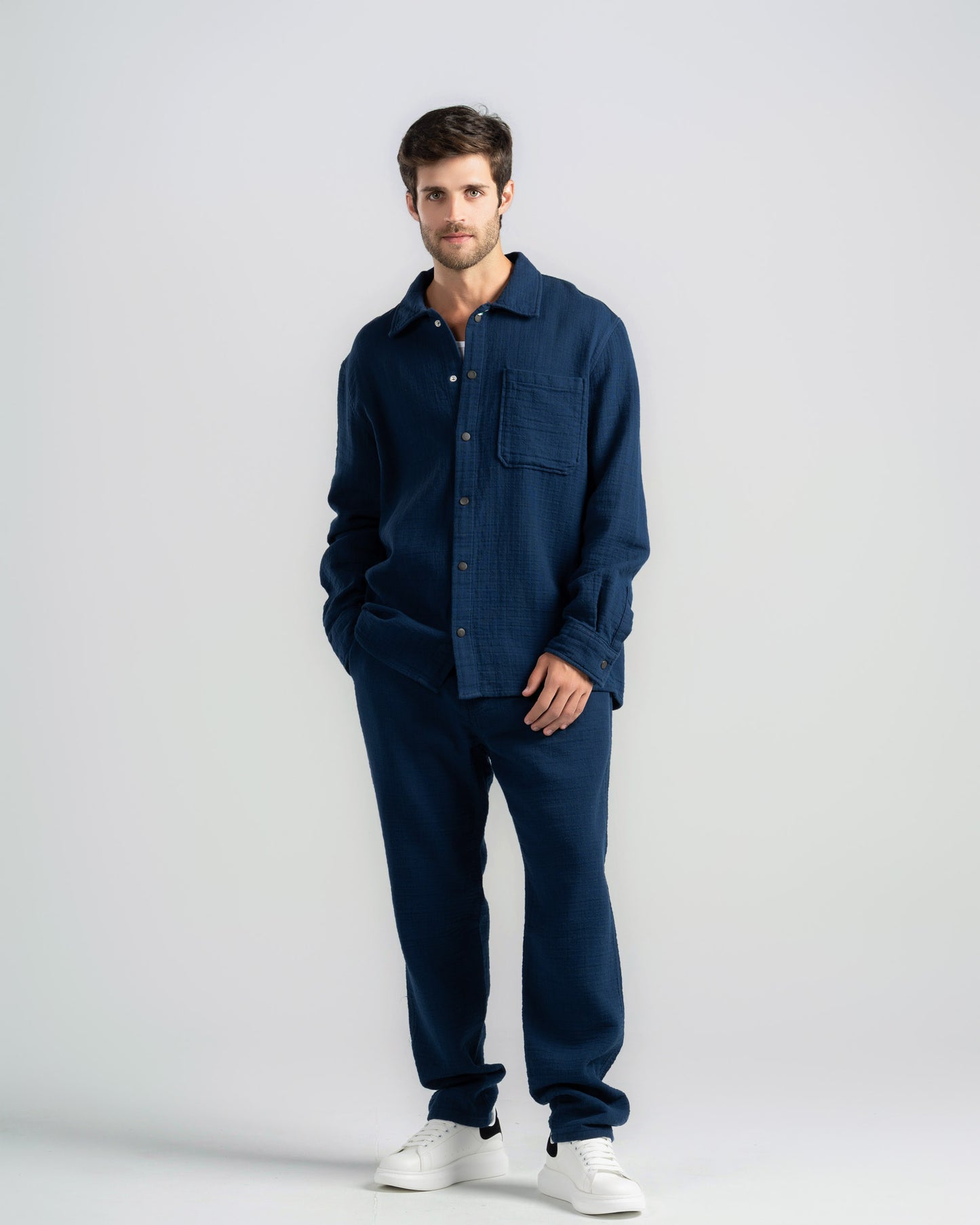 TEXTURED CHECK TROUSERS