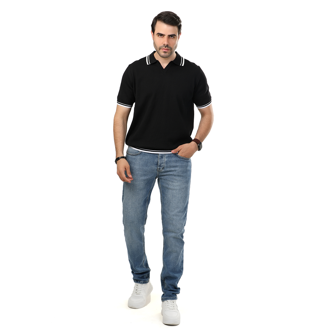Regular Fit Knitting V Polo T-Shirt