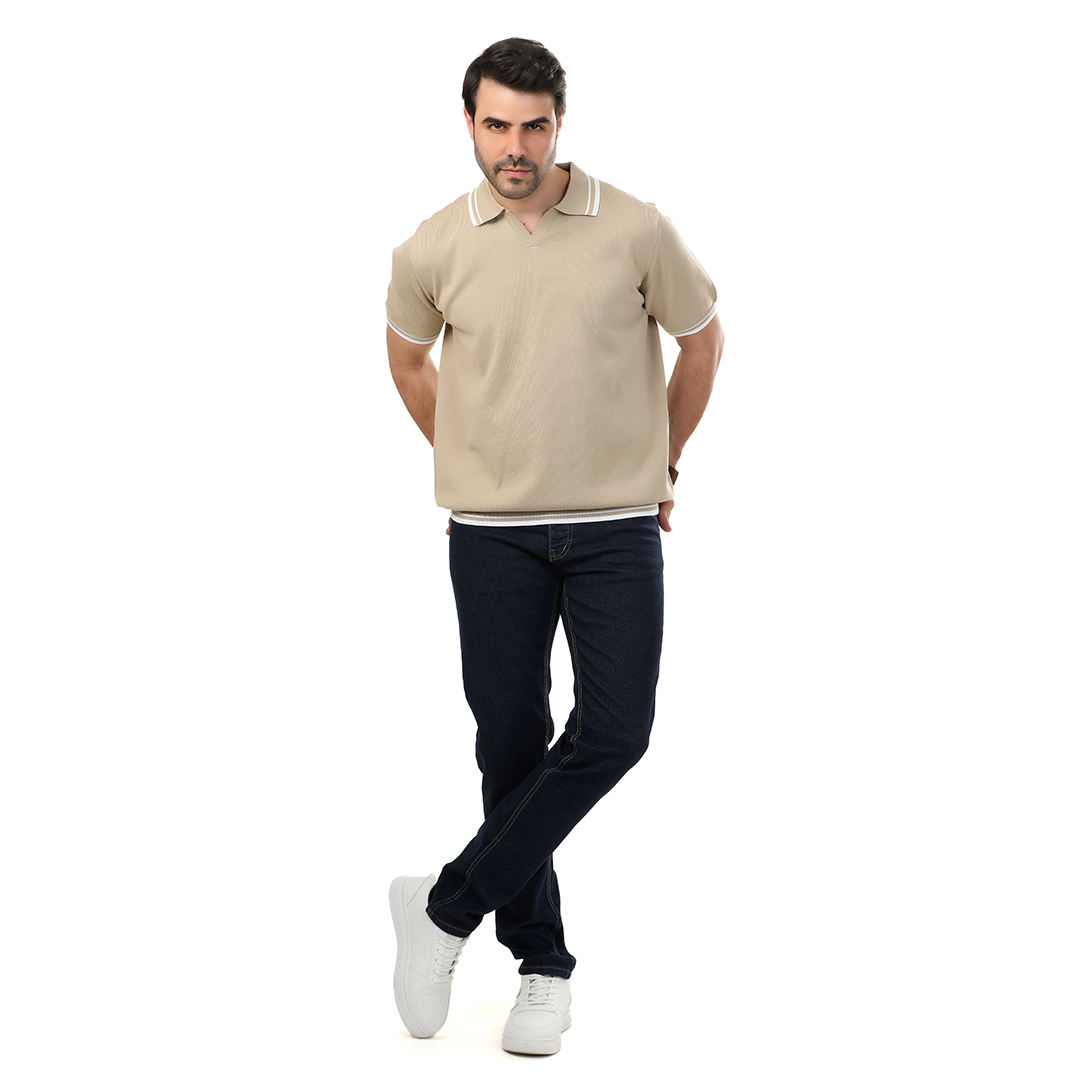 Regular Fit Knitting V Polo T-Shirt