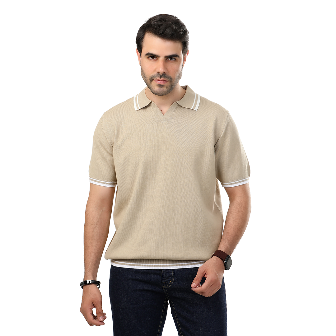 Regular Fit Knitting V Polo T-Shirt