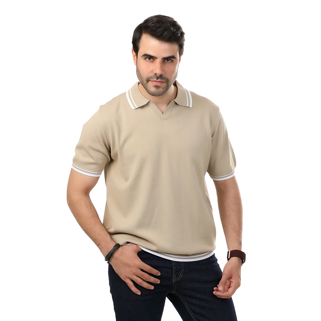 Regular Fit Knitting V Polo T-Shirt