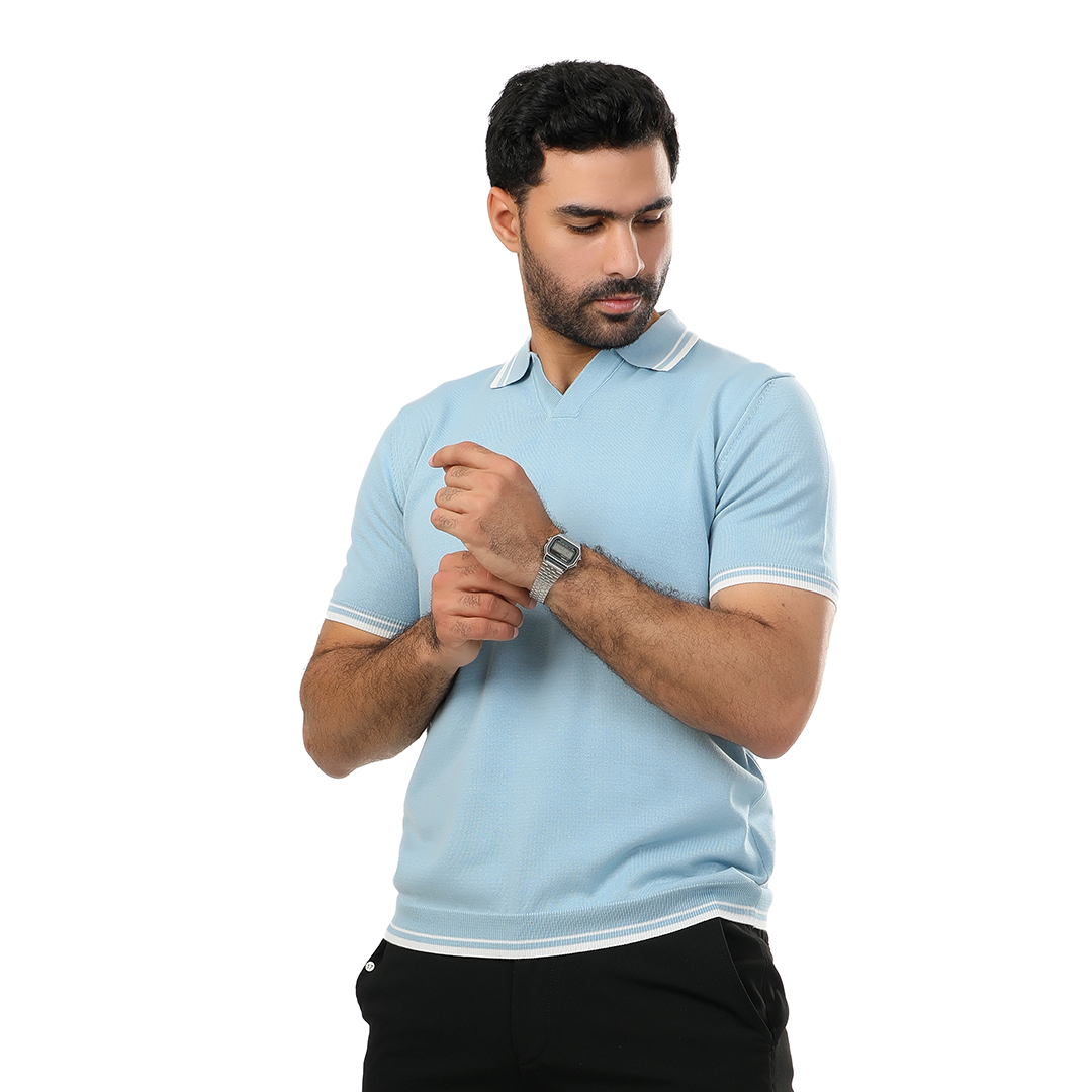 Regular Fit Knitting V Polo T-Shirt