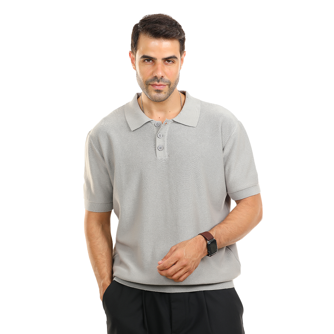 Textured Knit Polo T.shirt