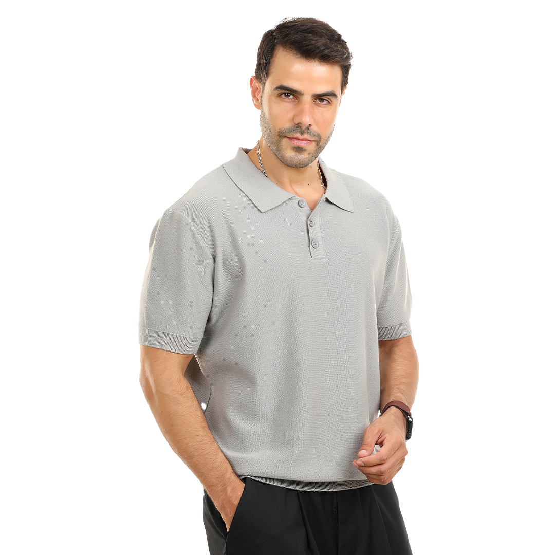 Textured Knit Polo T.shirt