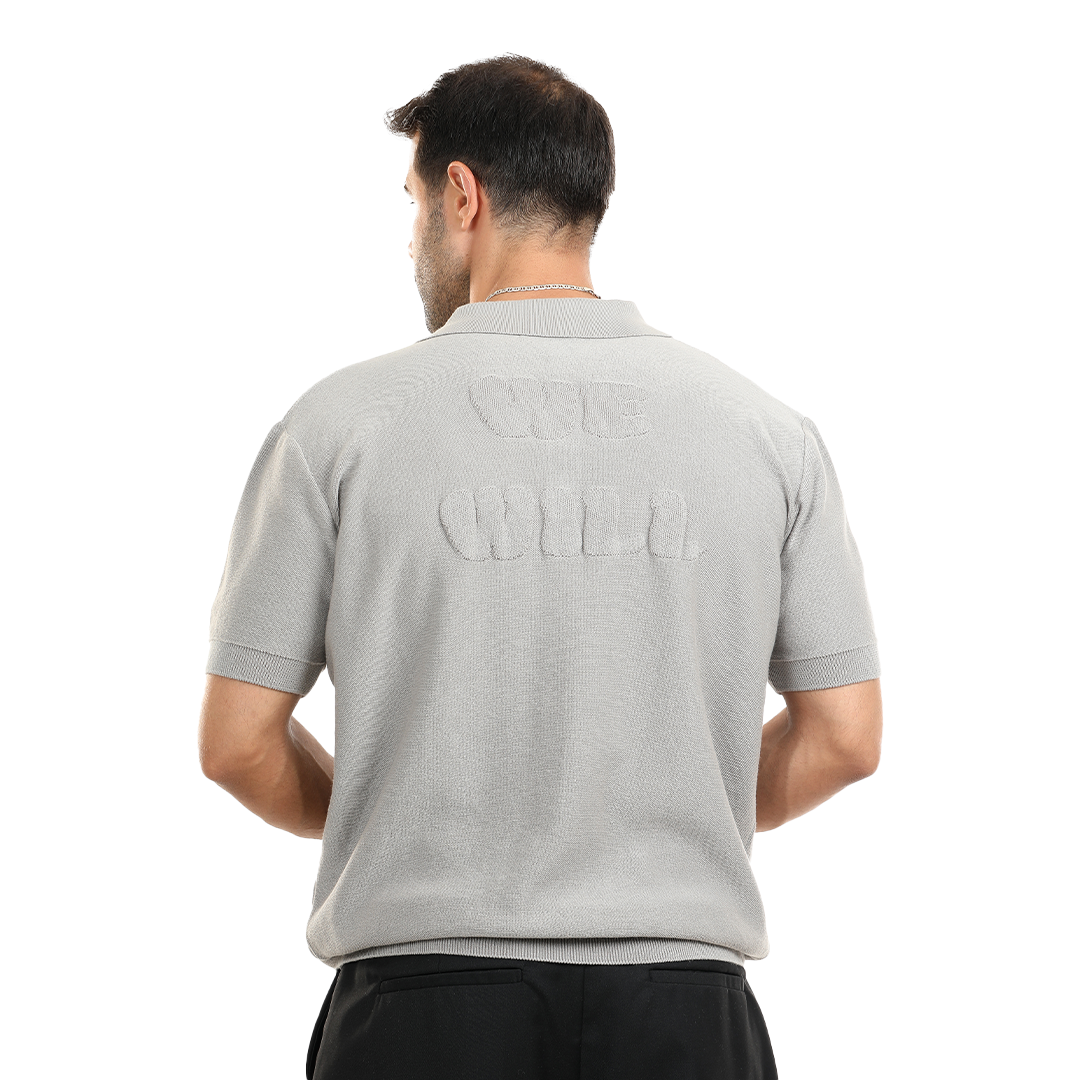 Textured Knit Polo T.shirt