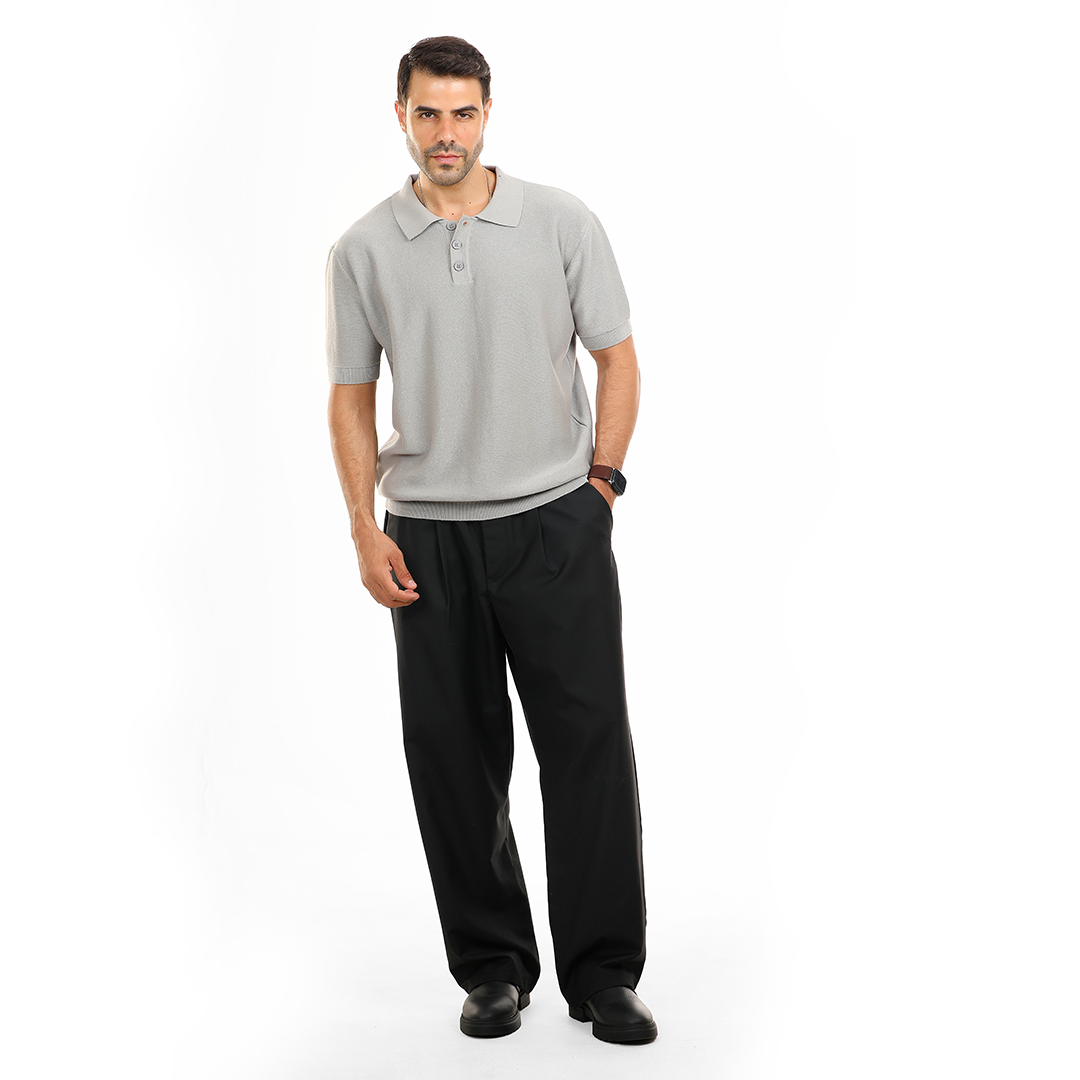 Textured Knit Polo T.shirt