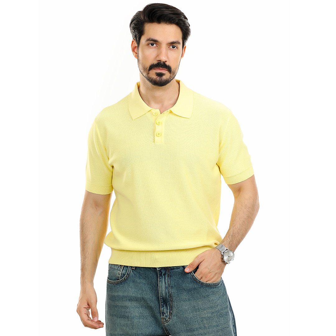 Textured Knit Polo T.shirt