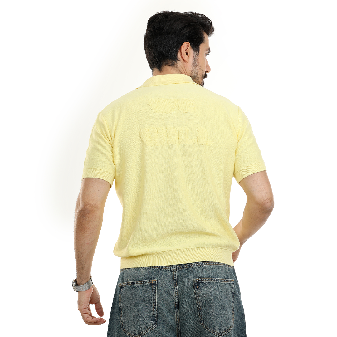 Textured Knit Polo T.shirt