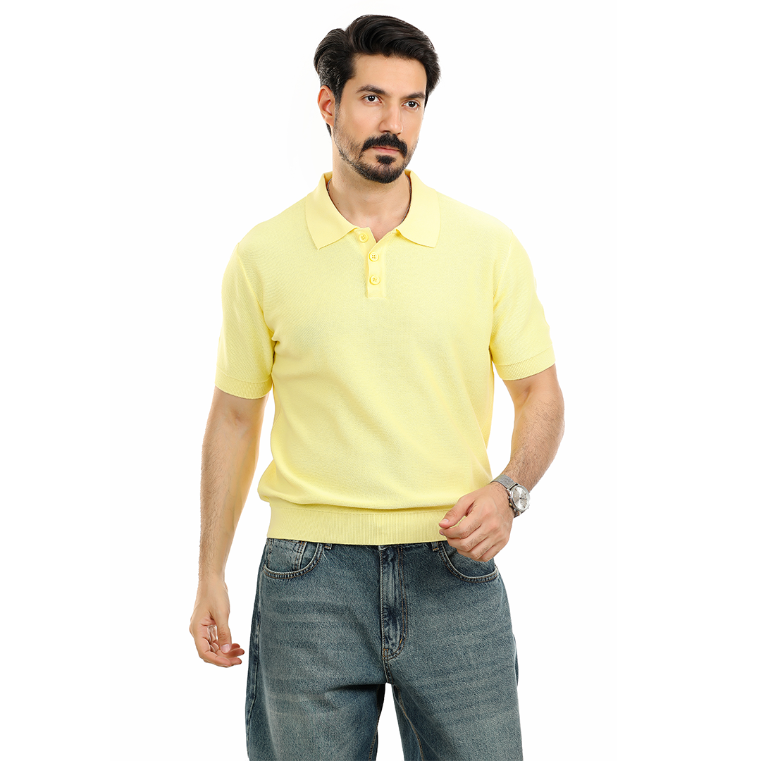 Textured Knit Polo T.shirt