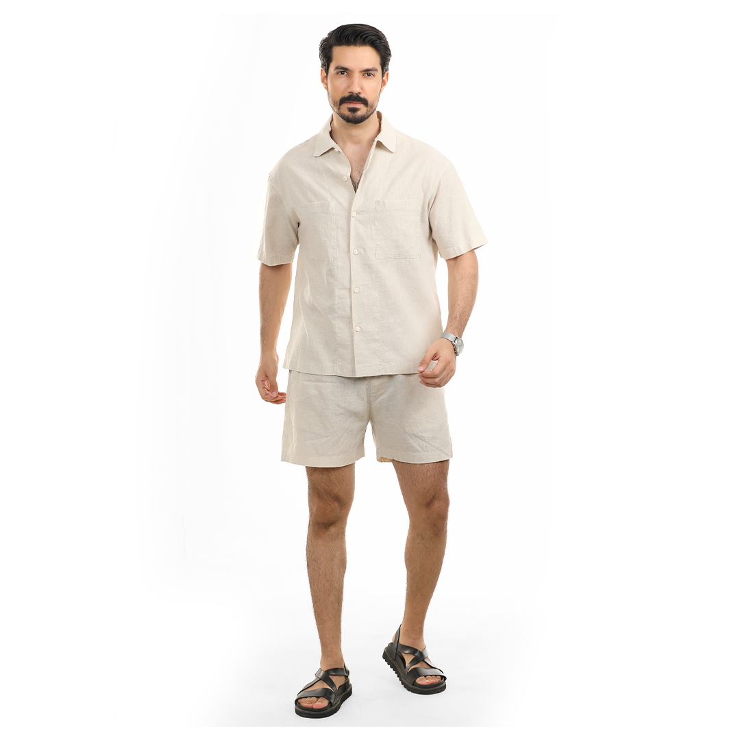 Linen Blend Drawsting Shorts