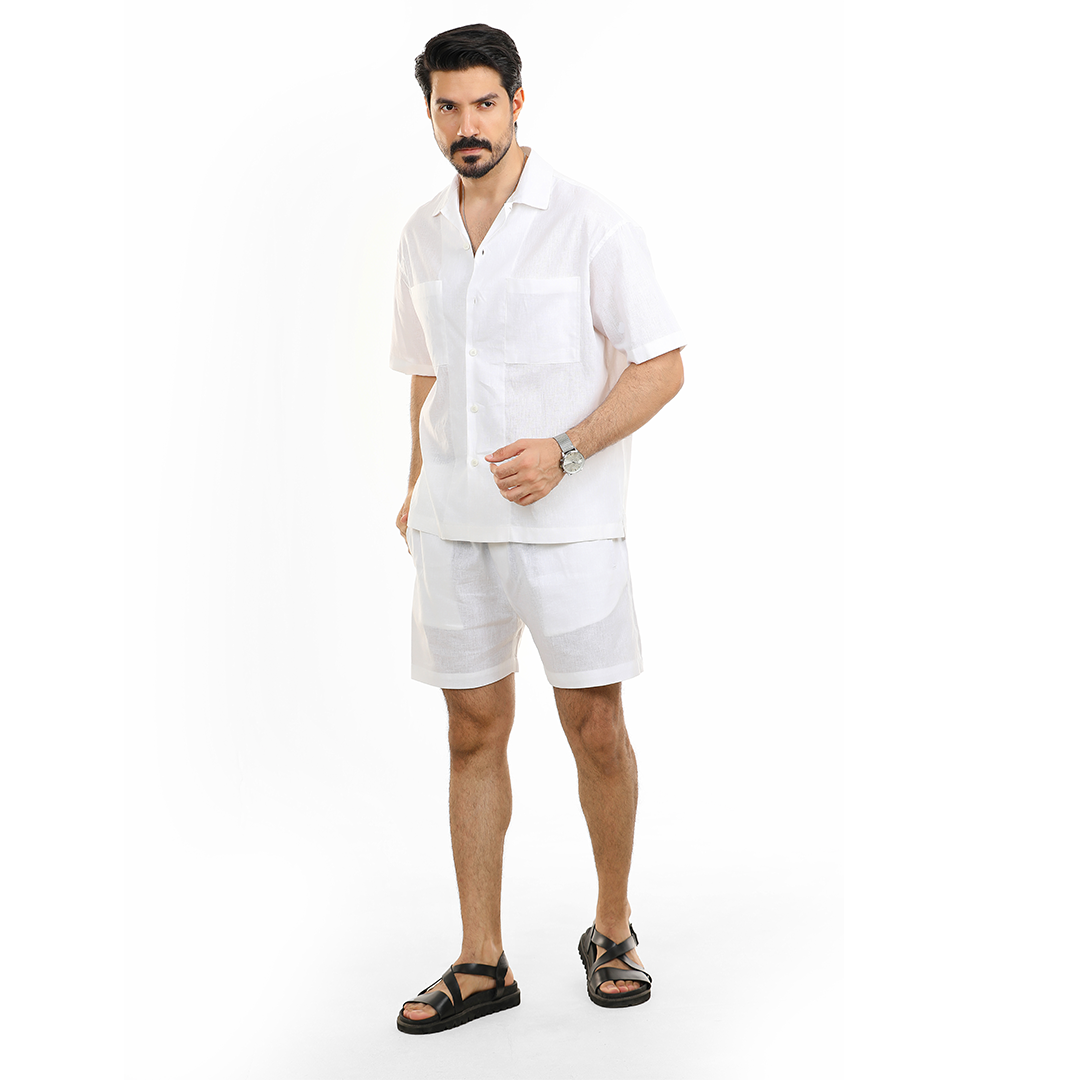 Linen Blend Drawsting Shorts