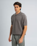 PLAITED TEXTURED KNIT POLO SHIRT With Zip