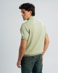 TEXTURED KNIT POLO SHIRT With Zip