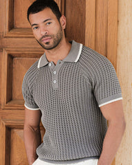 RIB KNIT POLO SHIRT
