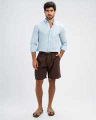 RELAXED FIT COTTON/LINEN SHORTS