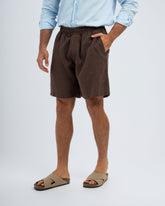 RELAXED FIT COTTON/LINEN SHORTS