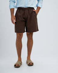RELAXED FIT COTTON/LINEN SHORTS