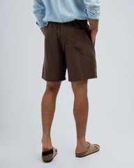 RELAXED FIT COTTON/LINEN SHORTS