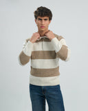 Striped Knit Polo Sweater