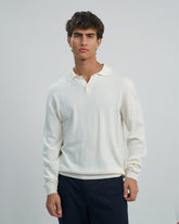 Button-Placket Knit Polo Sweater