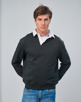 Contrast Polo Collar Sweatshirt