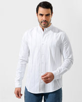 Mandarin Collar Shirt In Oxford Cotton