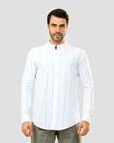 Mandarin Collar Shirt In Oxford Cotton