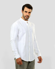 Mandarin Collar Shirt In Oxford Cotton