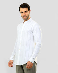 Mandarin Collar Shirt In Oxford Cotton