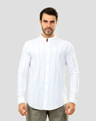 Mandarin Collar Shirt In Oxford Cotton