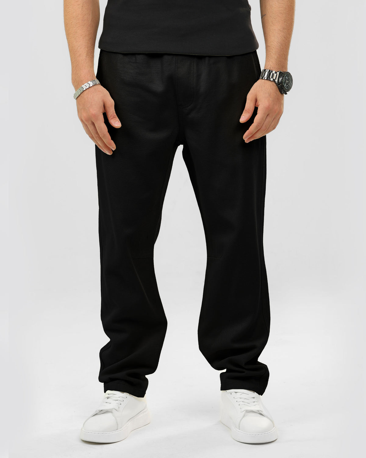 Plus Size Drawstring Straight Fit Gabardine Pants