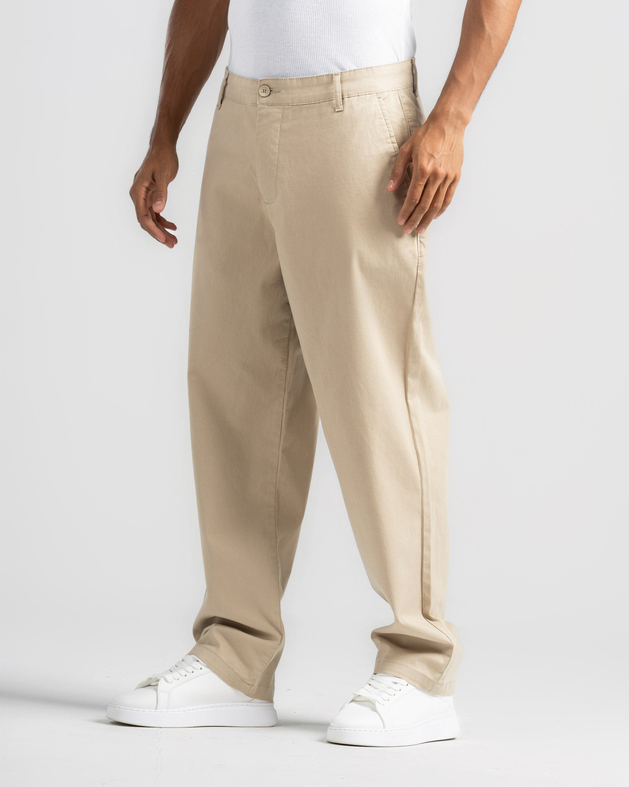 Straight Fit Gabardine Pants-Side Pocket
