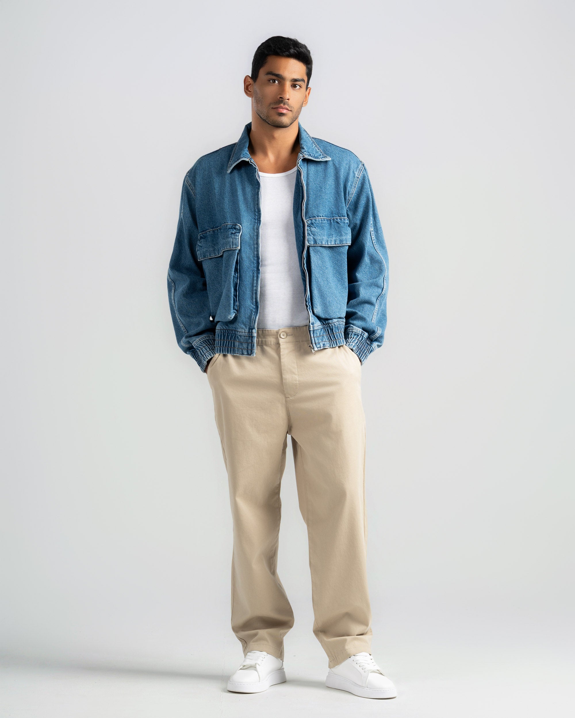 Straight Fit Gabardine Pants-Side Pocket