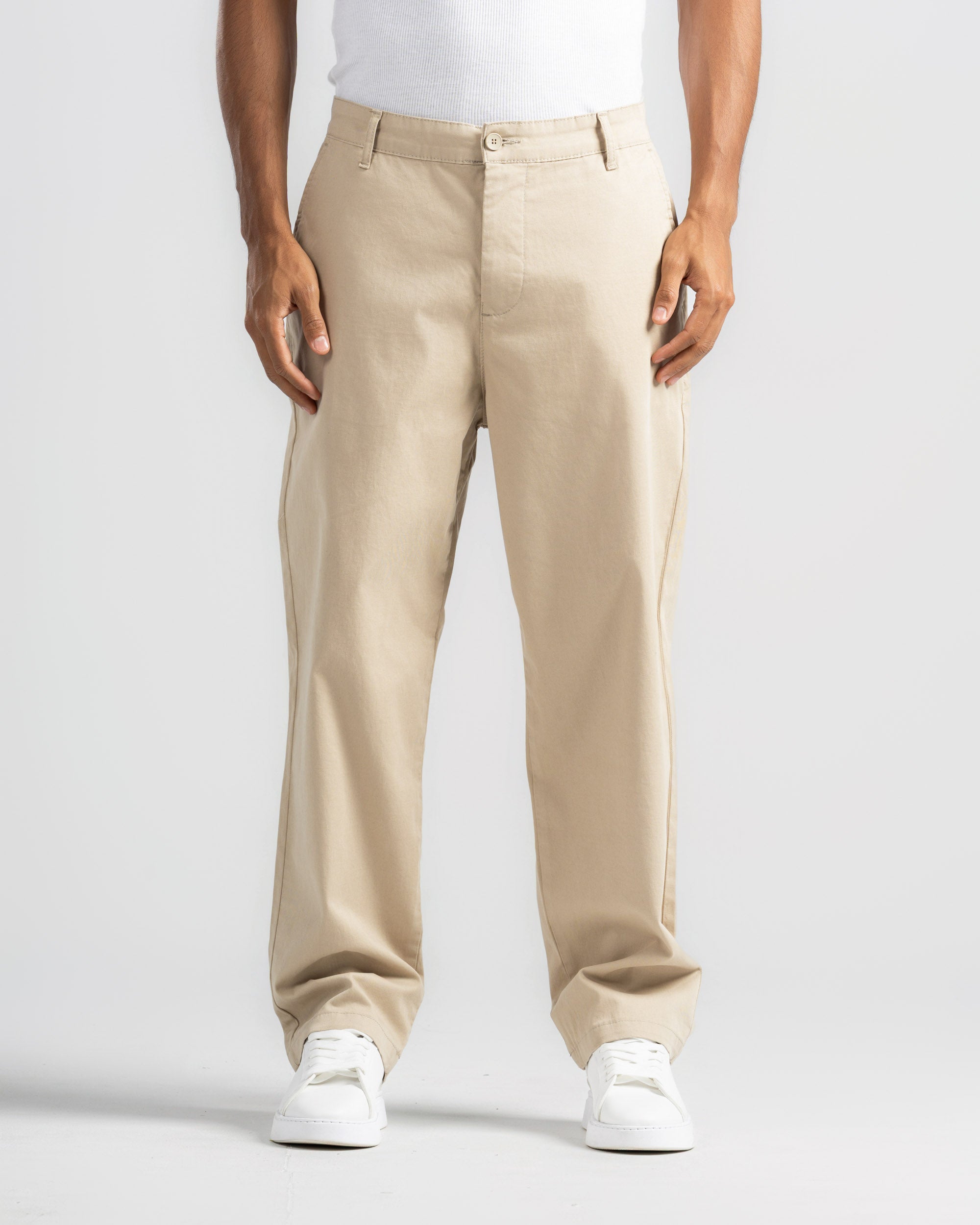 Straight Fit Gabardine Pants-Side Pocket