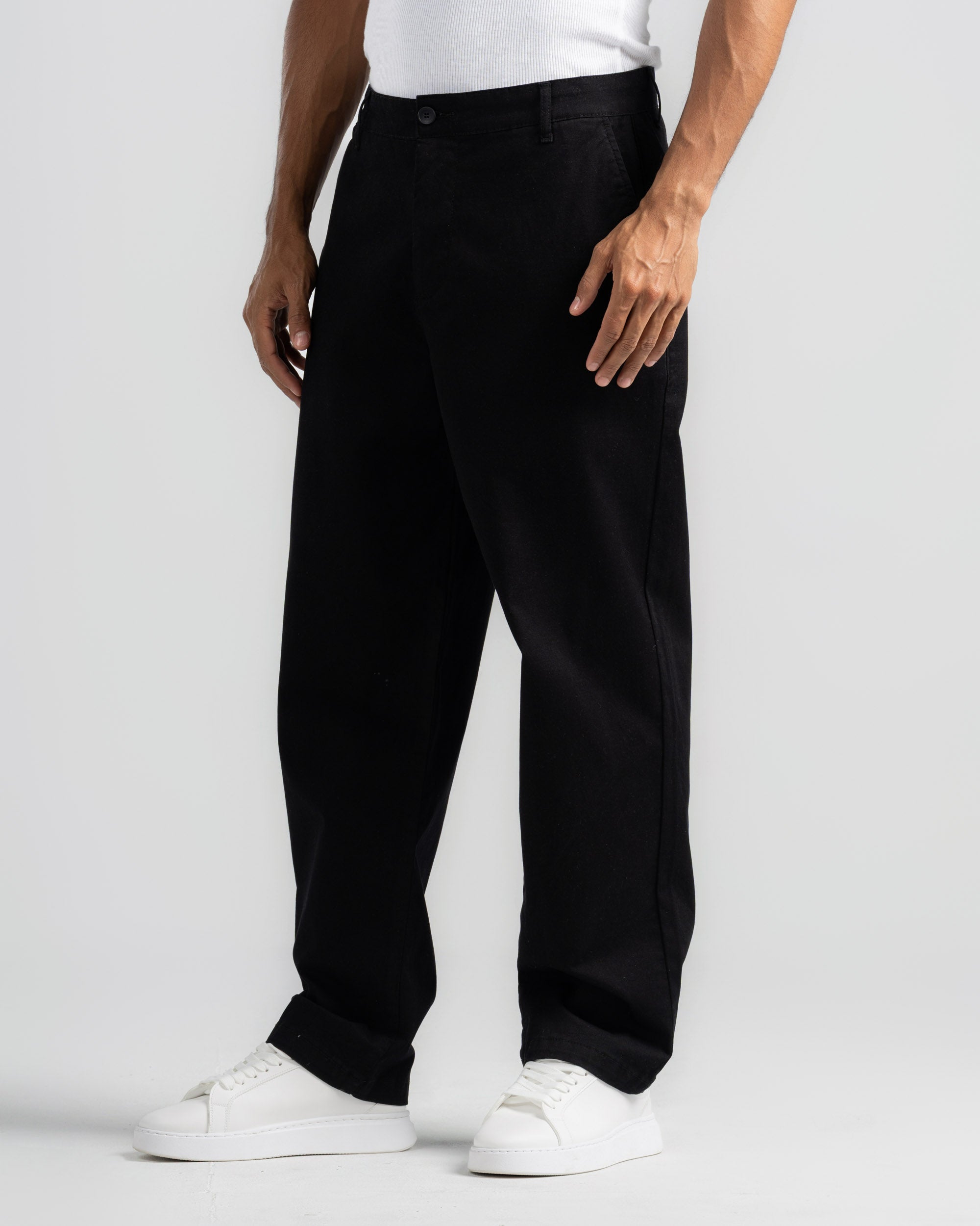 Straight Fit Gabardine Pants-Side Pocket