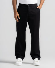 Plus Size Straight Fit Gabardine Pants-Side Pocket