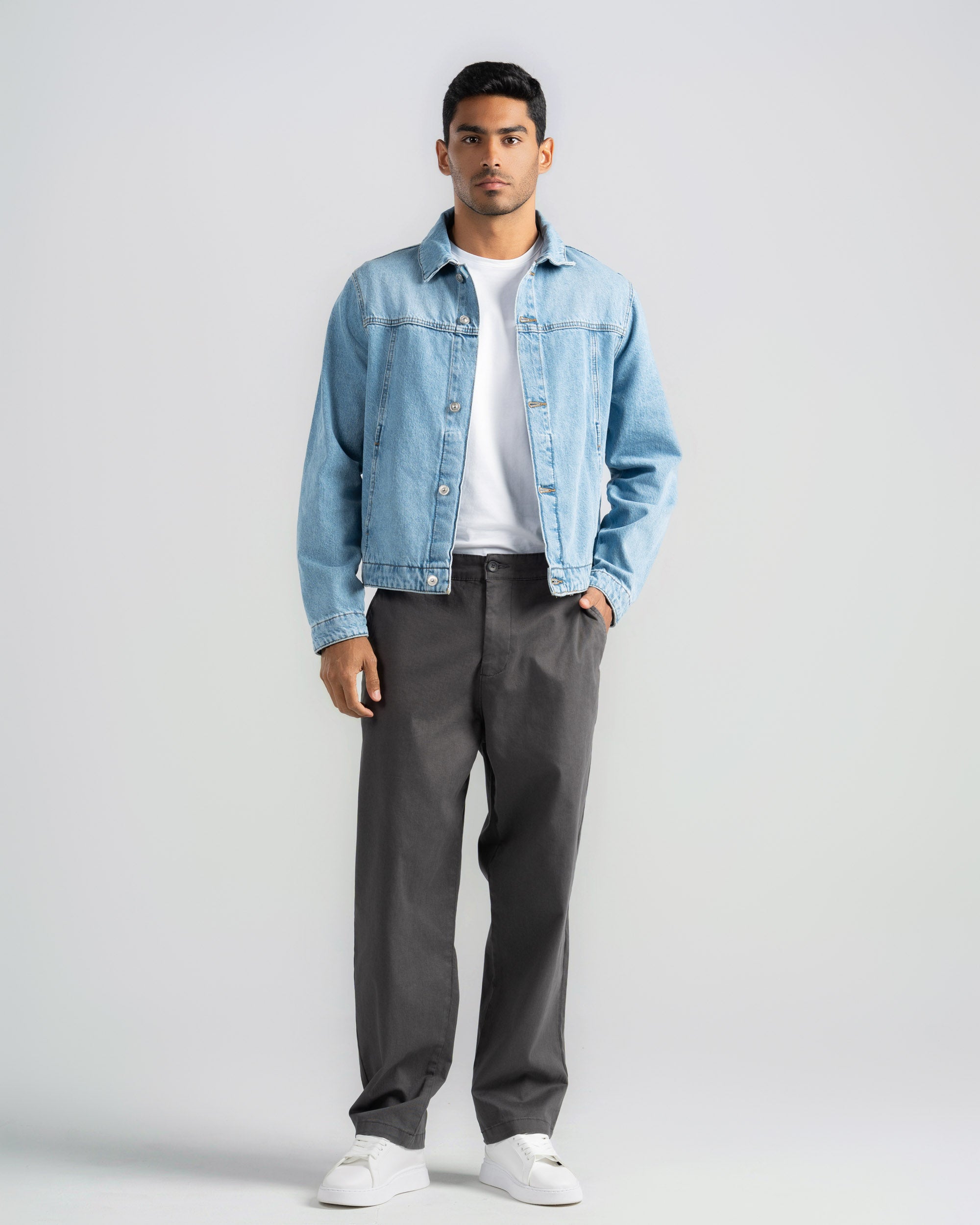 Straight Fit Gabardine Pants-Side Pocket