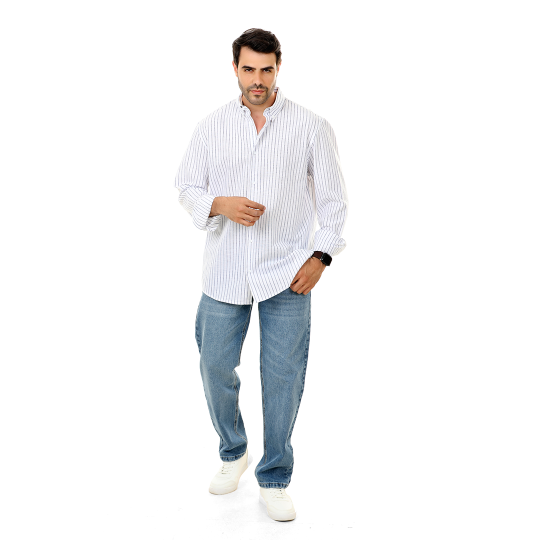 Regular Fit Stripped Linen Shirt
