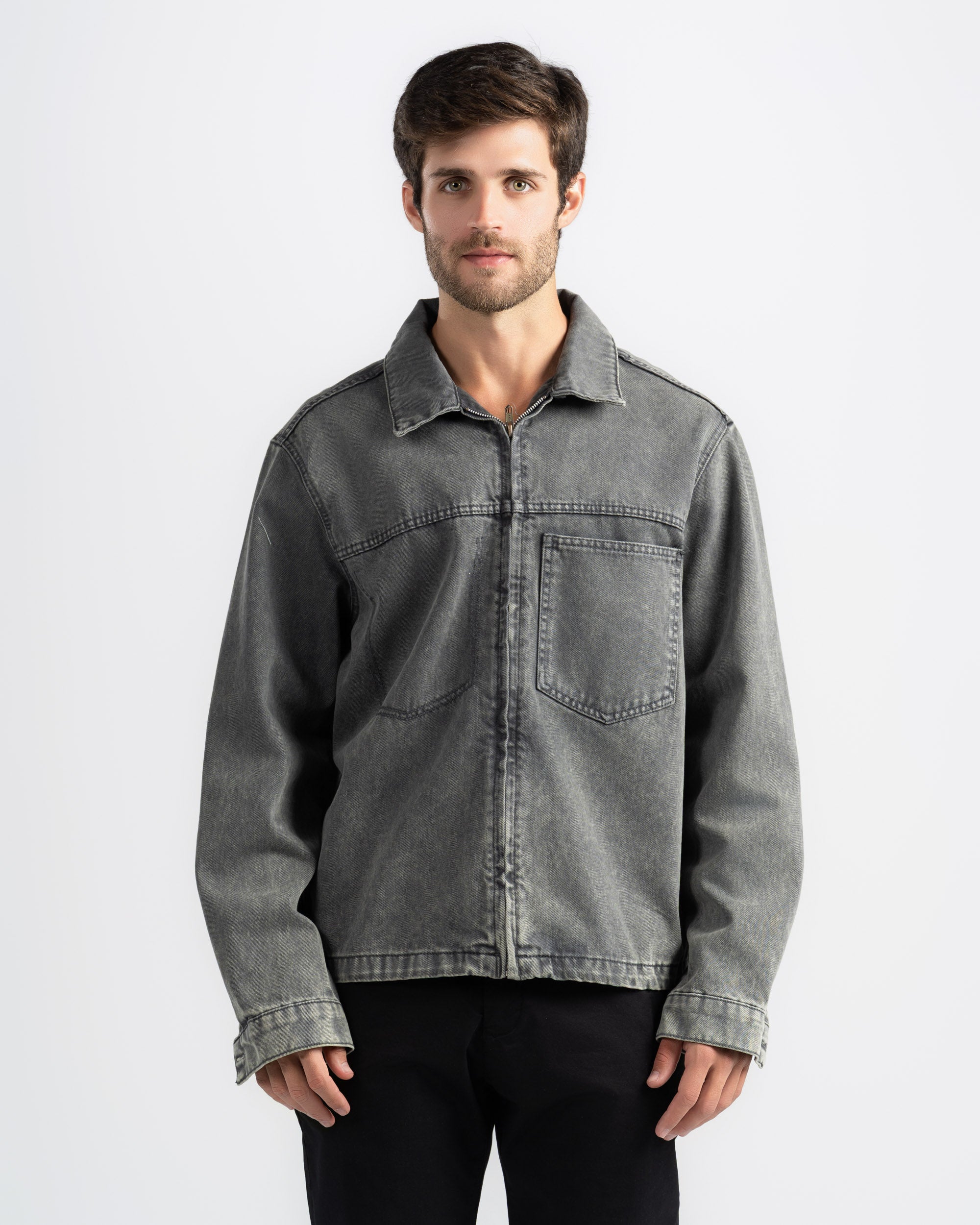 Jacket with Shirt Collar