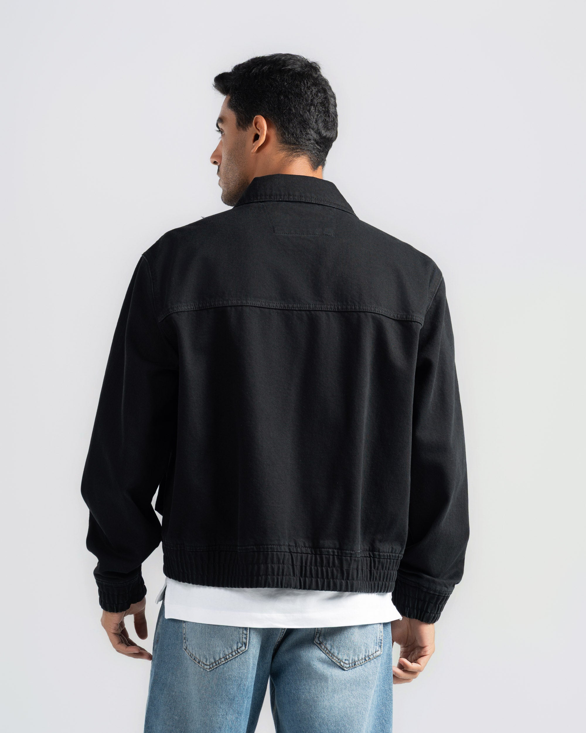Denim Jacket with Zipper and Two Pockets