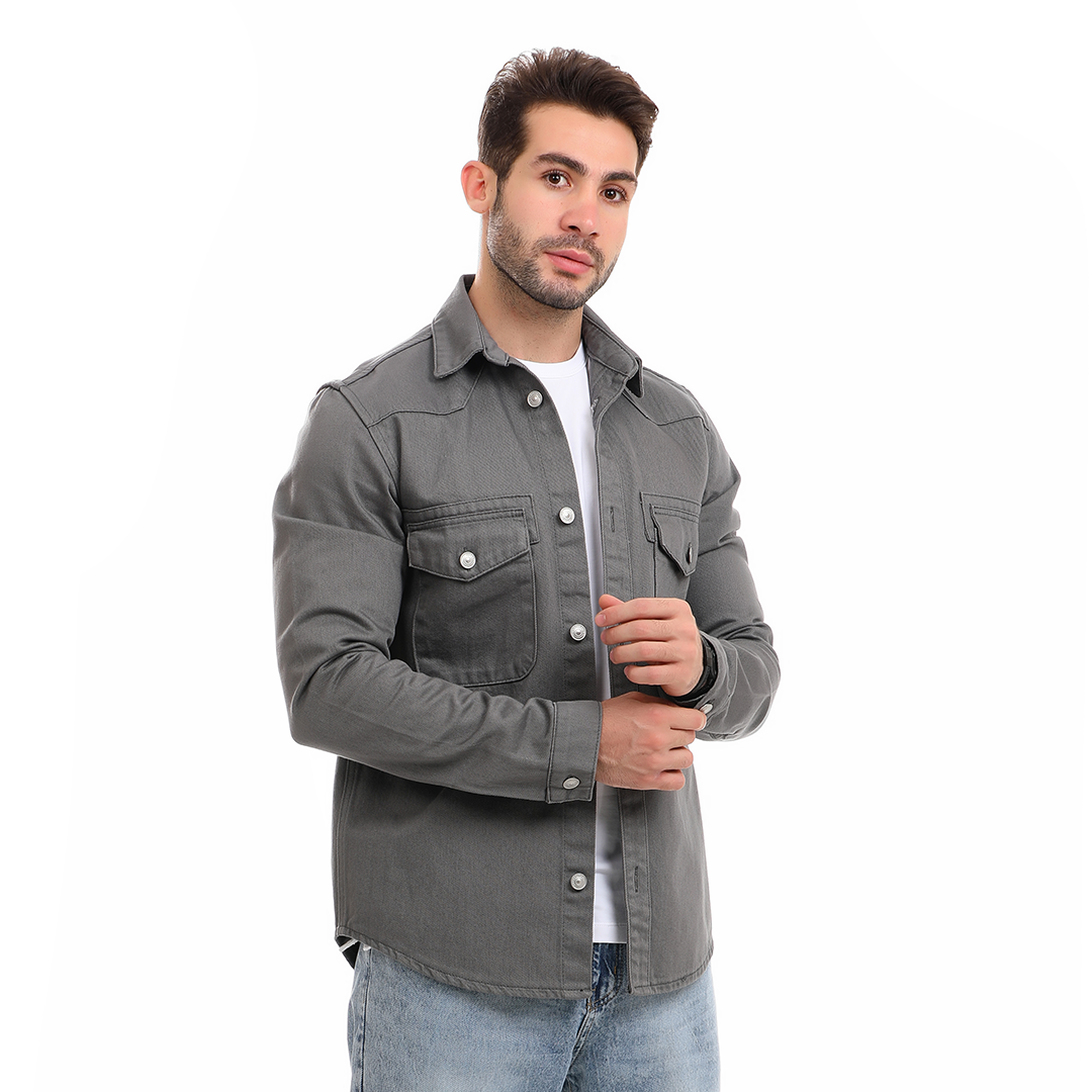 Denim Jacket with Shirt Cut