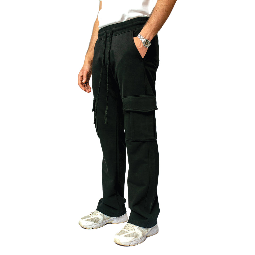 Wide-Leg Cargo Sweatpant