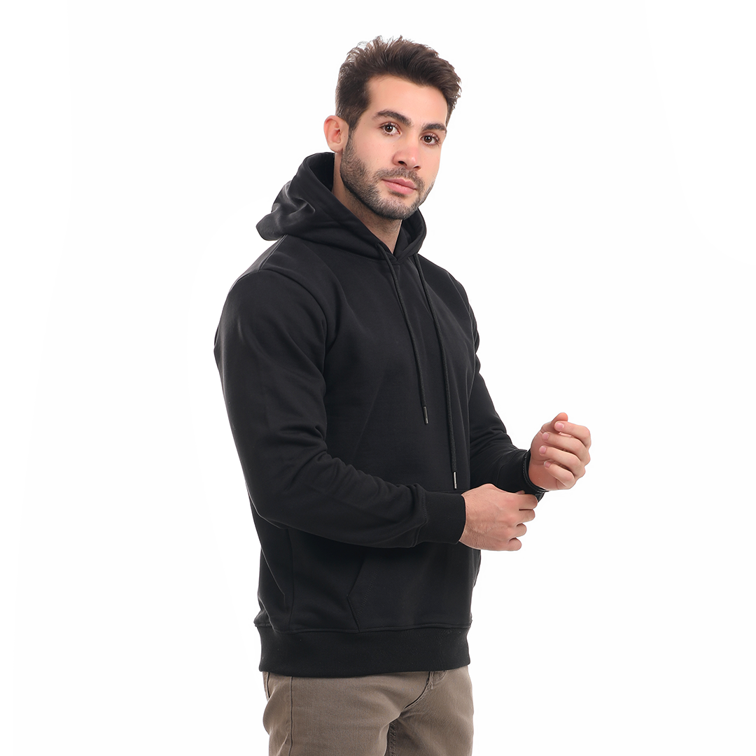 Solid Hoodie with Hood and Pocket