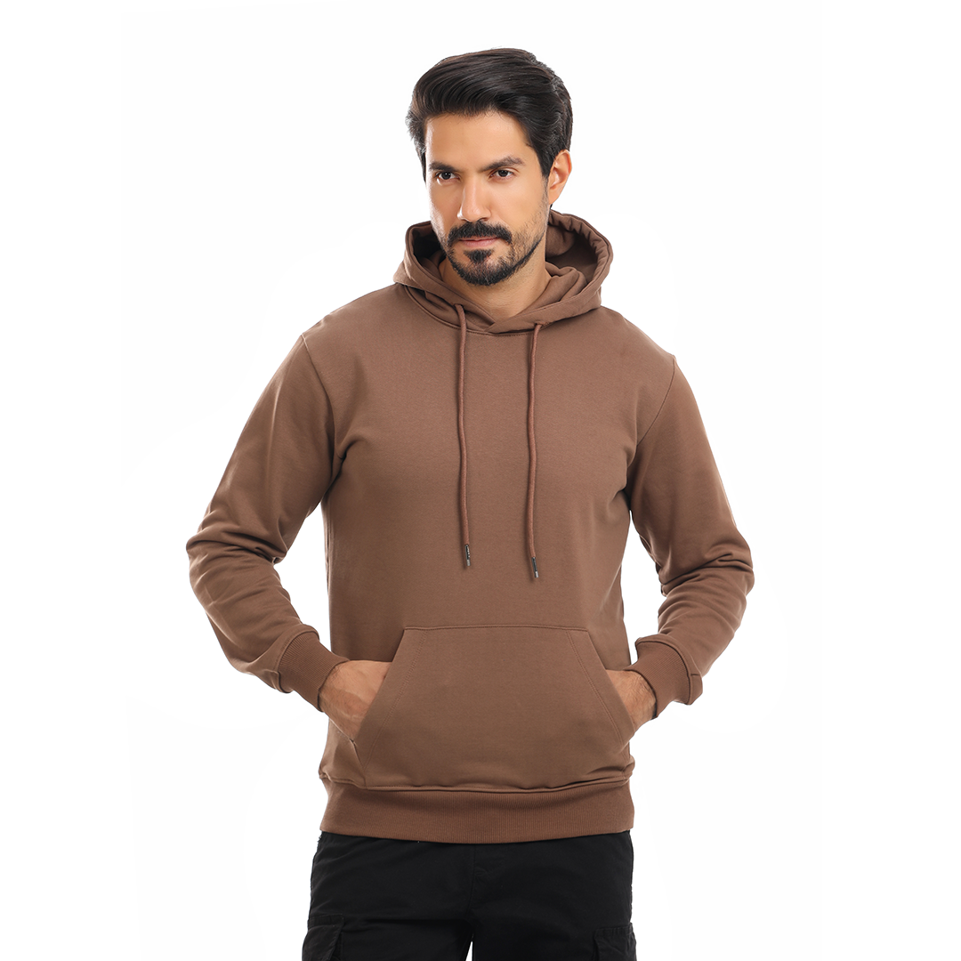 Solid Hoodie with Hood and Pocket