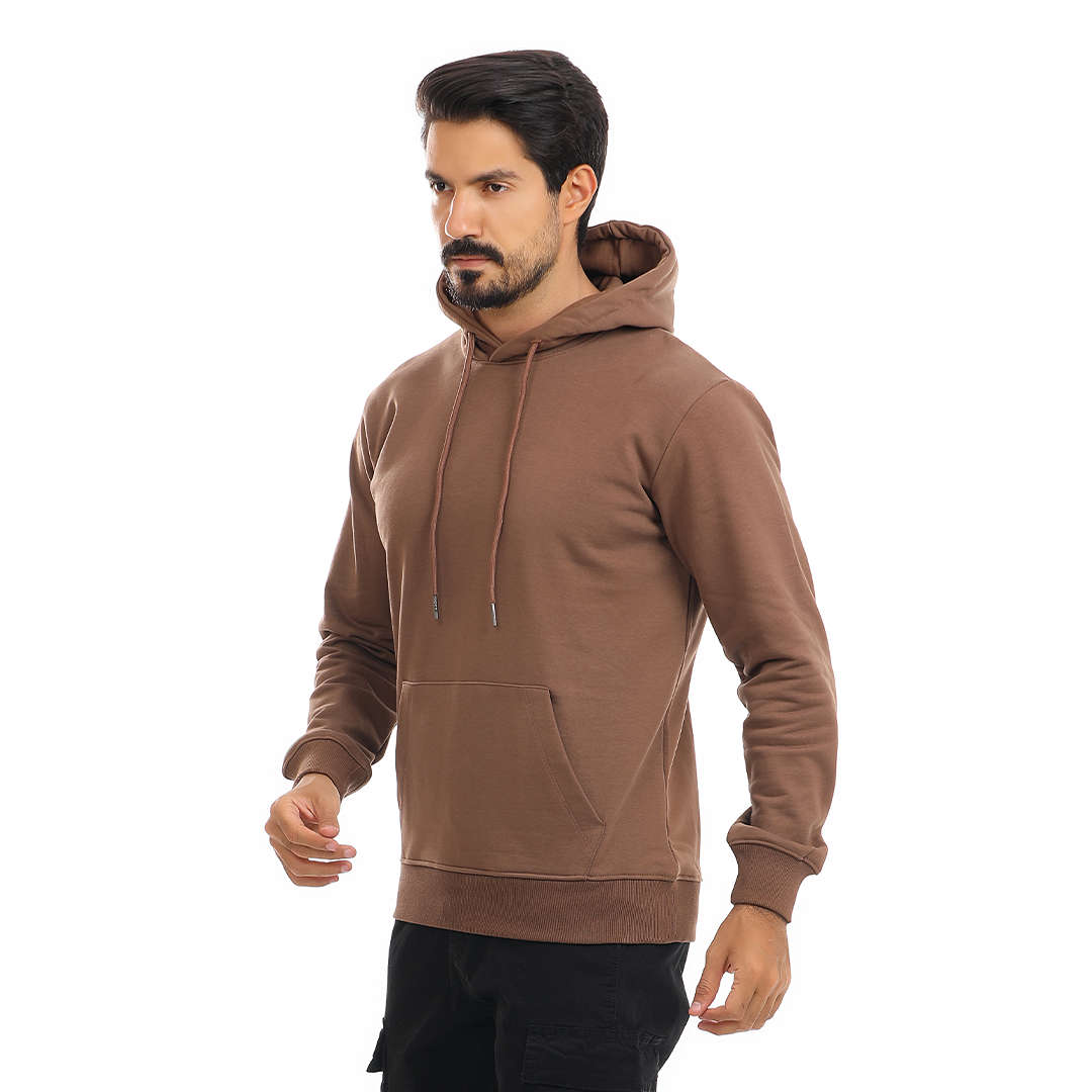 Solid Hoodie with Hood and Pocket