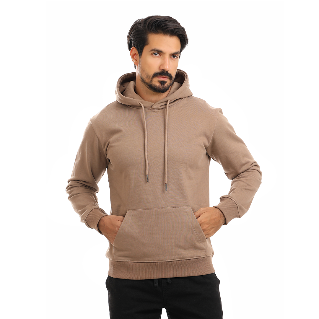 Solid Hoodie with Hood and Pocket