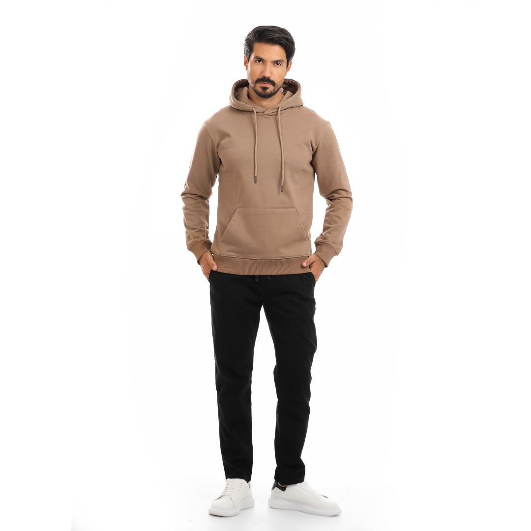 Solid Hoodie with Hood and Pocket